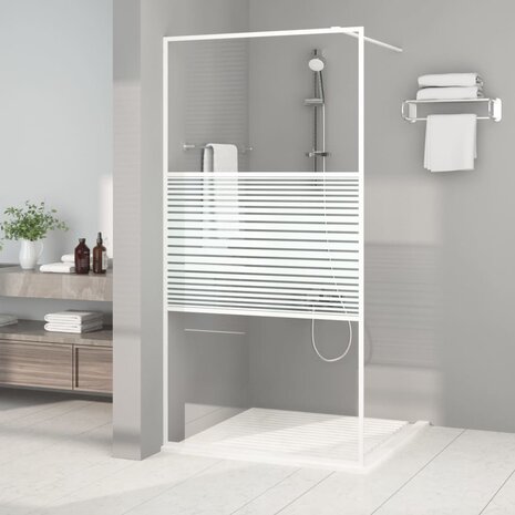 Inloopdouchewand 100x195 cm transparant ESG-glas wit 1