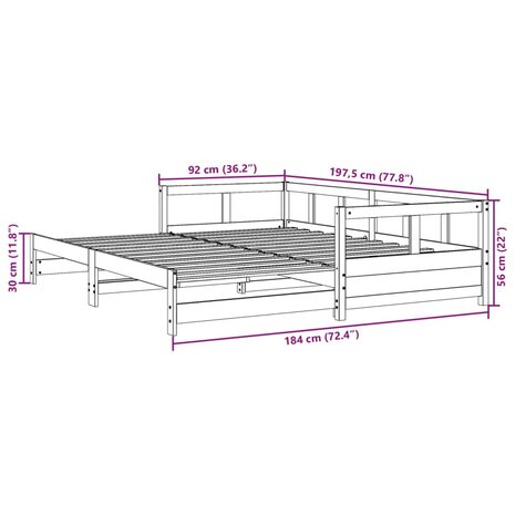 Slaapbank zonder matras 90x190 cm massief grenenhout 11