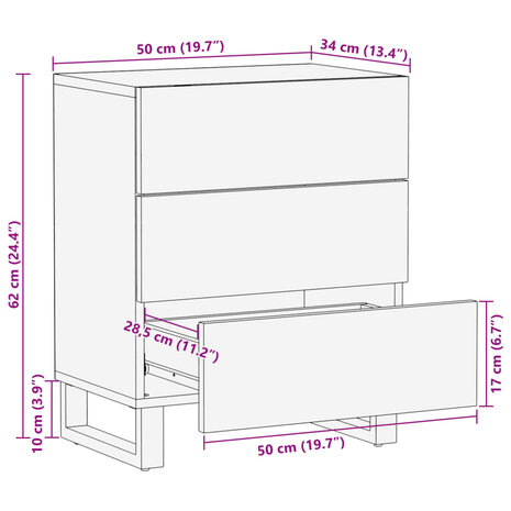 Nachtkastje 50x34x62 cm massief acaciahout 11