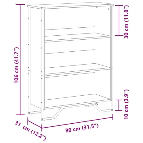 Boekenkast 80x31x106 cm bewerkt hout sonoma eikenkleurig 9