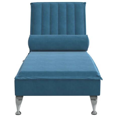 Massage chaise longue met bolster fluweel blauw 4