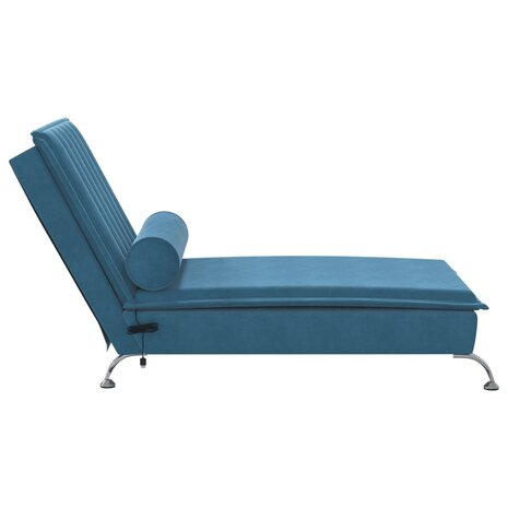 Massage chaise longue met bolster fluweel blauw 5