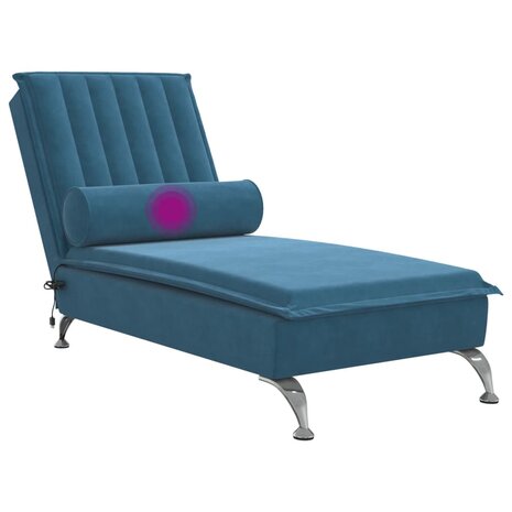 Massage chaise longue met bolster fluweel blauw 7