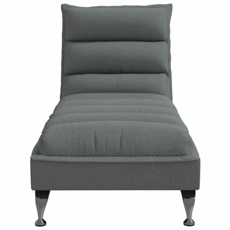 Chaise longue met kussens stof donkergrijs 4