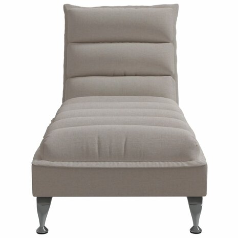 Chaise longue met kussens stof taupe 4