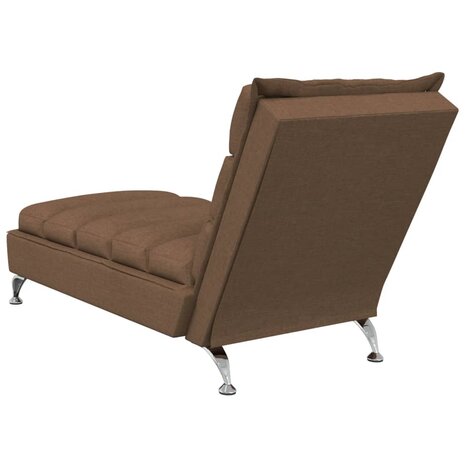 Massage chaise longue met kussens stof bruin 6