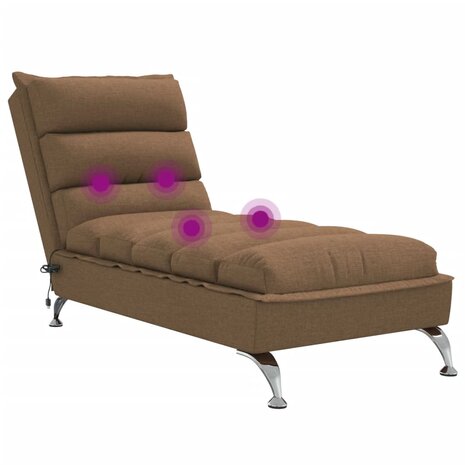 Massage chaise longue met kussens stof bruin 7