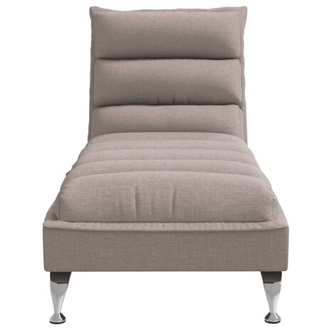 Massage chaise longue met kussens stof taupe 4