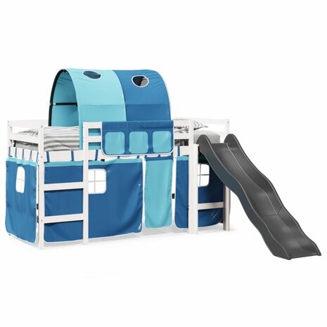 Kinderhoogslaper met tunnel 80x200 cm massief grenenhout blauw 3