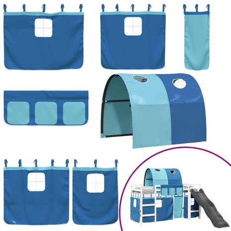 Kinderhoogslaper met tunnel 80x200 cm massief grenenhout blauw 5