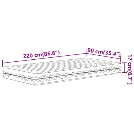 Schuimmatras hardheid H2 H3 90x220 cm wit 9