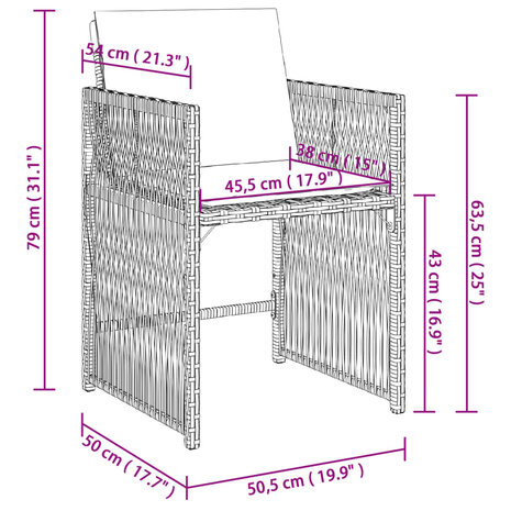 Tuinstoelen 4 st met kussens poly rattan grijs 12