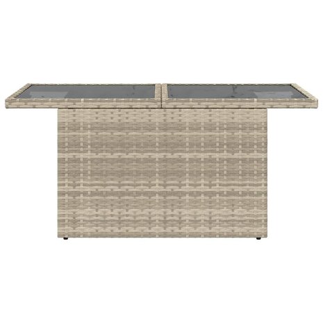 Tuintafel met glazen blad 100x55x73 cm poly rattan lichtgrijs 5