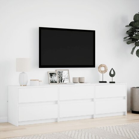 Tv-meubel met LED 180x34x50 cm bewerkt hout wit 4