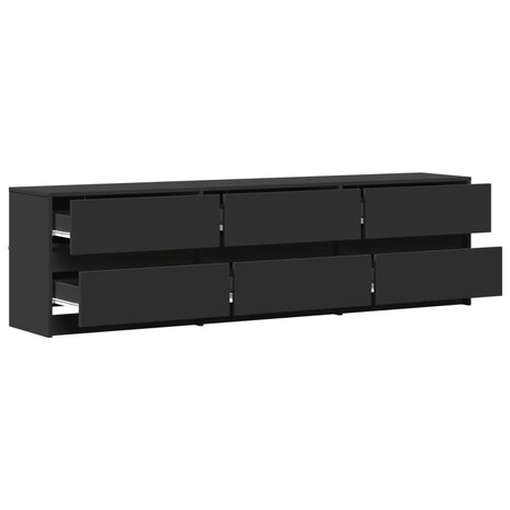 Tv-meubel met LED 180x34x50 cm bewerkt hout zwart 6