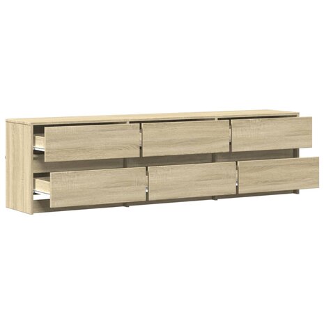 Tv-meubel met LED 180x34x50 cm bewerkt hout sonoma eikenkleurig 6