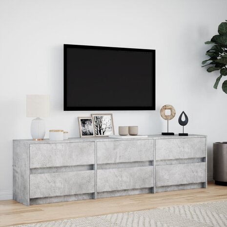 Tv-meubel met LED 180x34x50 cm bewerkt hout betongrijs 4