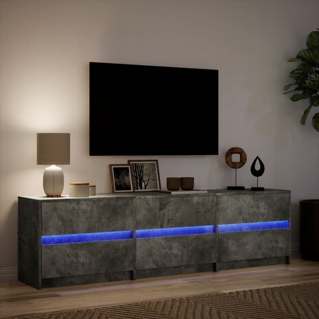 Tv-meubel met LED 180x34x50 cm bewerkt hout betongrijs 5