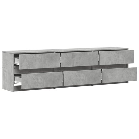 Tv-meubel met LED 180x34x50 cm bewerkt hout betongrijs 6