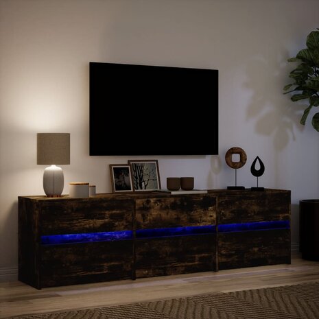 Tv-meubel met LED 180x34x50 cm bewerkt hout gerookt eikenkleur 5