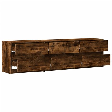 Tv-meubel met LED 180x34x50 cm bewerkt hout gerookt eikenkleur 6