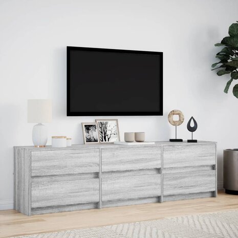 Tv-meubel met LED 180x34x50 cm bewerkt hout grijs sonoma eiken 4