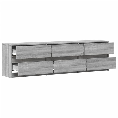 Tv-meubel met LED 180x34x50 cm bewerkt hout grijs sonoma eiken 6