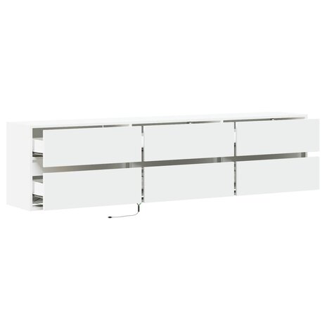 Tv-wandmeubel met LED-verlichting 180x31x45 cm wit 9