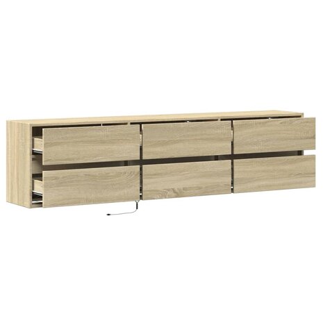 Tv-wandmeubel met LED-verlichting 180x31x45 cm sonoma eiken 9