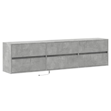 Tv-wandmeubel met LED-verlichting 180x31x45 cm betongrijs 3