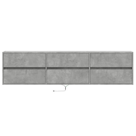 Tv-wandmeubel met LED-verlichting 180x31x45 cm betongrijs 6