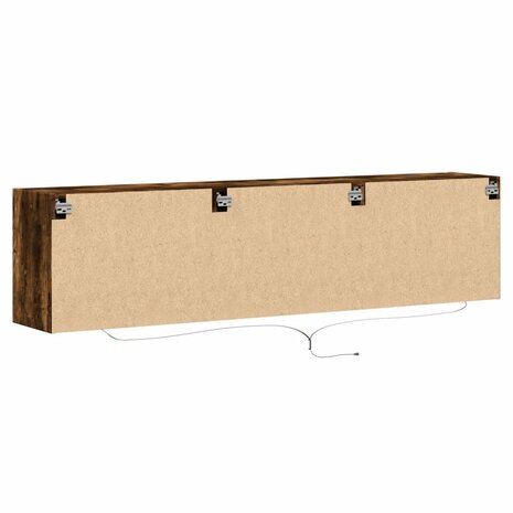 Tv-wandmeubel met LED-verlichting 180x31x45 cm gerookt eiken 8