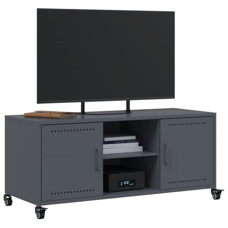 Tv-meubel 100,5x39x43,5 cm koudgewalst staal antracietkleurig 4