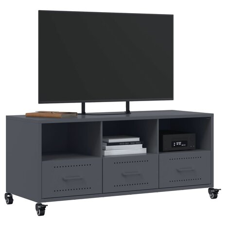 Tv-meubel 100,5x39x43,5 cm koudgewalst staal antracietkleurig 4