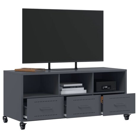 Tv-meubel 100,5x39x43,5 cm koudgewalst staal antracietkleurig 5