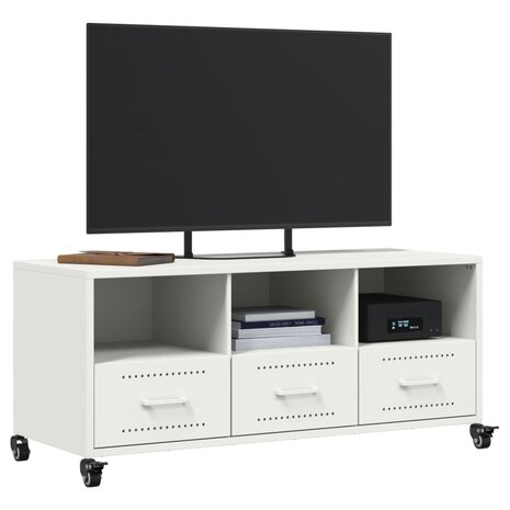 Tv-meubel 100,5x39x43,5 cm koudgewalst staal wit 4