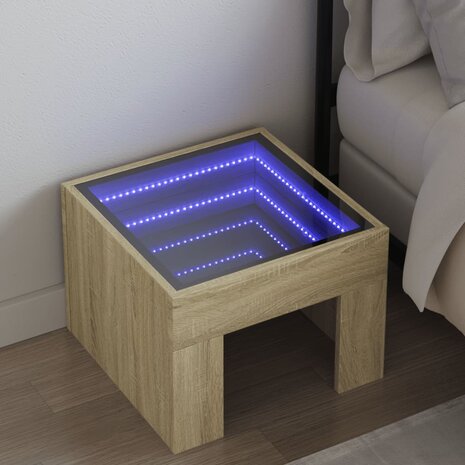 Nachtkastje met Infinity LED 40x40x30 cm sonoma eikenkleurig 1