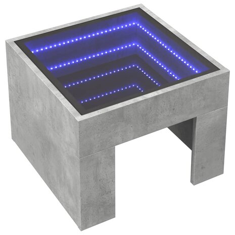 Nachtkastje met Infinity LED 40x40x30 cm betongrijs 3