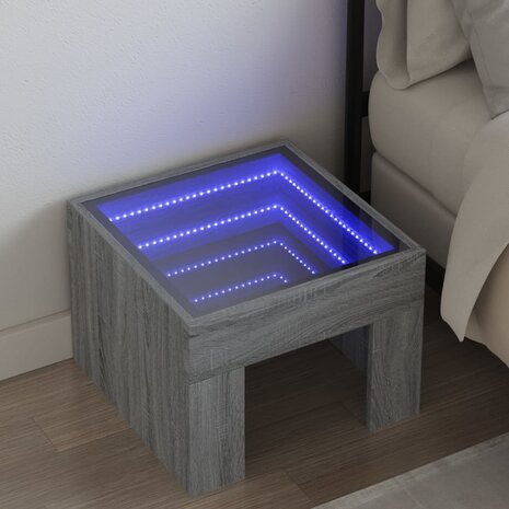 Nachtkastje met Infinity LED 40x40x30 cm grijs sonoma eiken 1