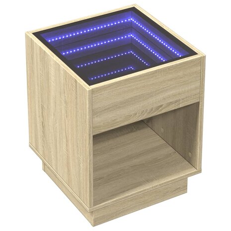 Nachtkastje met Infinity LED 40x40x50 cm sonoma eikenkleurig 3