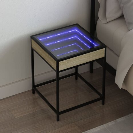 Nachtkastje met Infinity LED 40x40x51 cm sonoma eikenkleurig 1