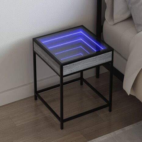 Nachtkastje met Infinity LED 40x40x51 cm grijs sonoma eiken 1