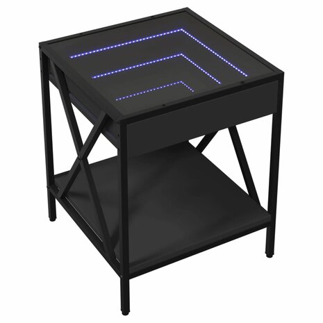 Nachtkastje met Infinity LED 40x40x49 cm zwart 3