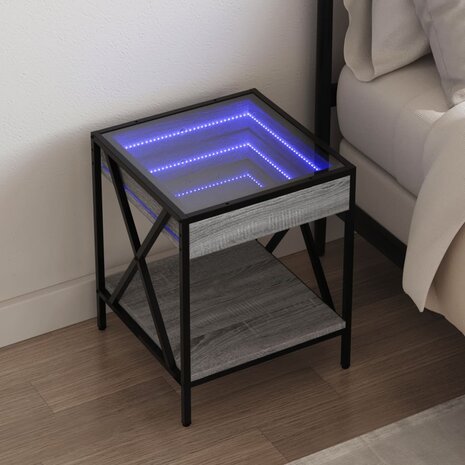 Nachtkastje met Infinity LED 40x40x49 cm grijs sonoma eiken 1