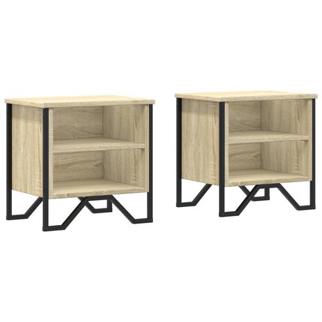 Nachtkastjes 2 st 40x30x40 cm bewerkt hout sonoma eikenkleurig 2