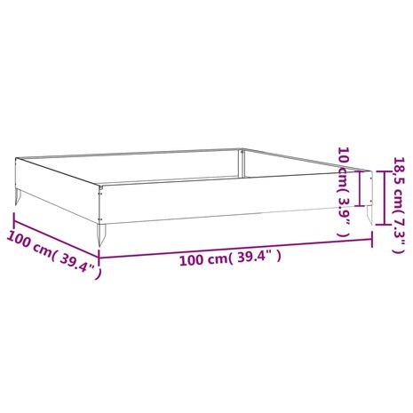 Plantenbak verhoogd 100x100x18,5 cm cortenstaal 8