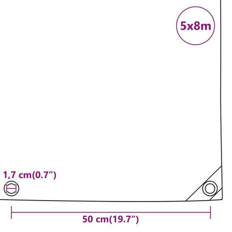 Dekzeil 650 g/m² 5x8 m zwart 10