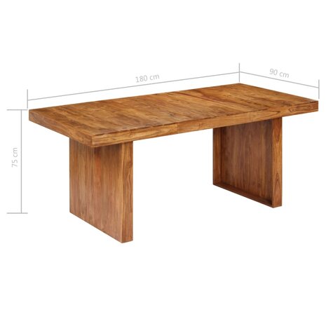 Eettafel 180x90x75 cm massief acaciahout 8