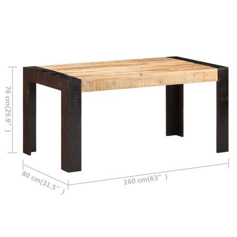 Eettafel 160x80x76 cm massief mangohout 6