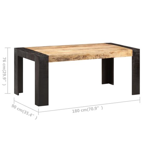 Eettafel 180x90x76 cm massief mangohout 6